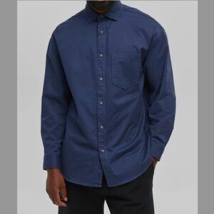 Mode of One Mens Relaxed Fit Button Down Twill Shirt Caspian Waters Color Size S